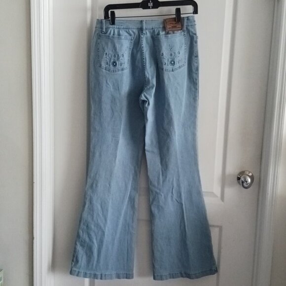 LAFEI- NIER Woman's Jeans Light Blue W Swarovski Crystals - Picture 7 of 16